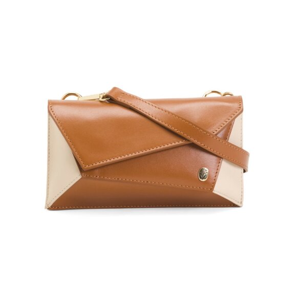 ISADORA Natural Made In Italy Leather Geo Small Crossbody - Picture 1 of 2